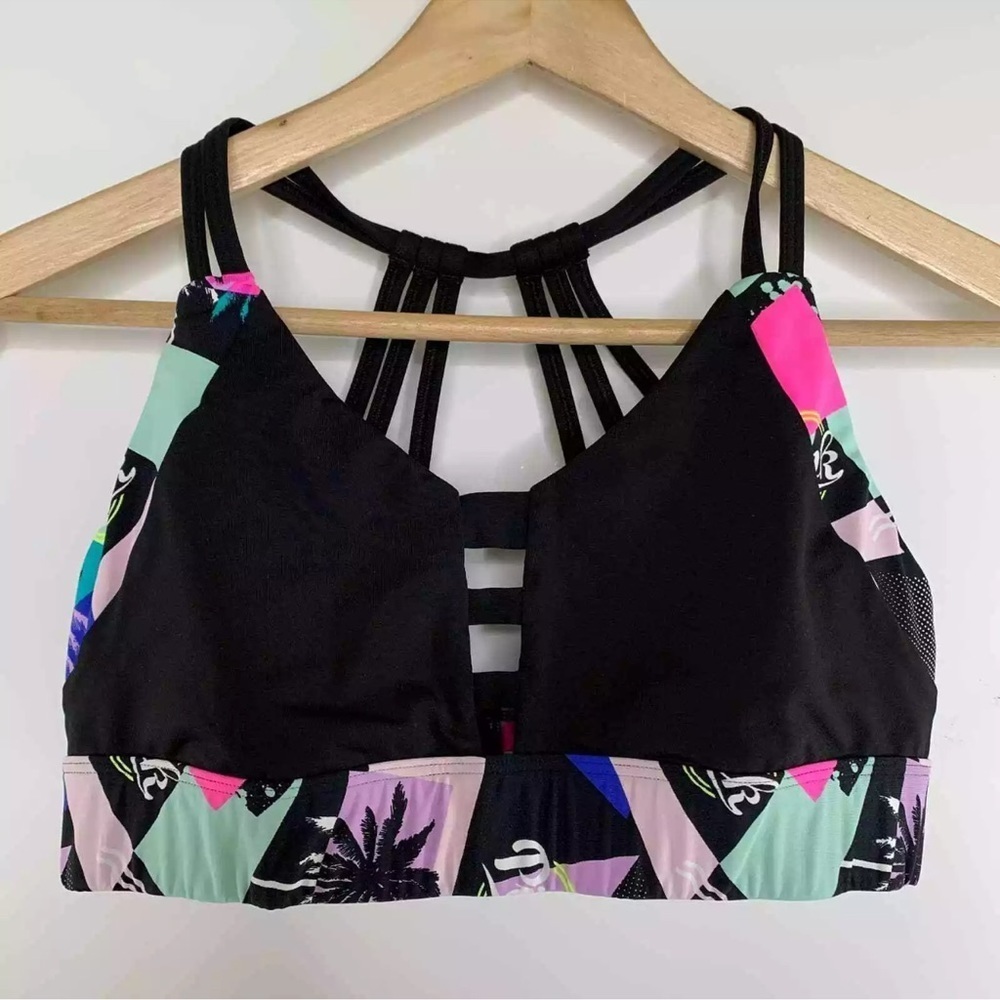 ✅ Victoria's Secret PINK Ultimate Unlined Sport Bra Black multicolored size L